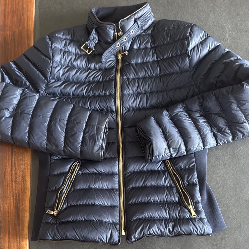 Zara Blue Puffer Jacket with Quilted Design